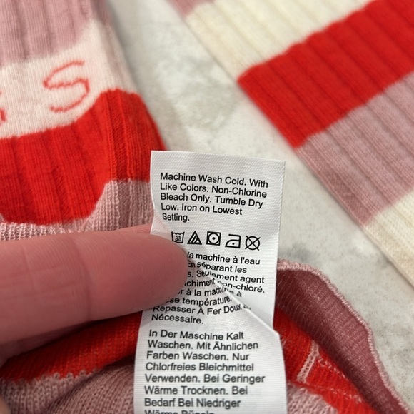 J. Crew Women’s Size XL Red Cream Pink Striped Margot Apres Ski Ribbed Sweater - Picture 12 of 12